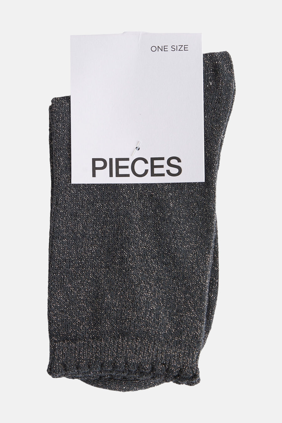 Chaussettes grises de PIECES, avec du fil pailleté et une subtile texture côtelée.