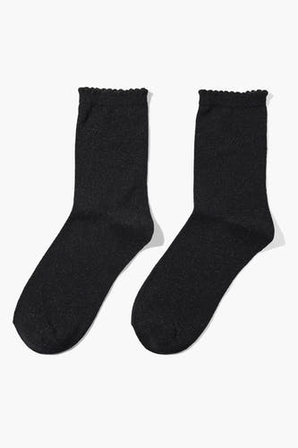 Chaussettes noires PIECES®, avec paillettes discrètes et une bordure côtelée.