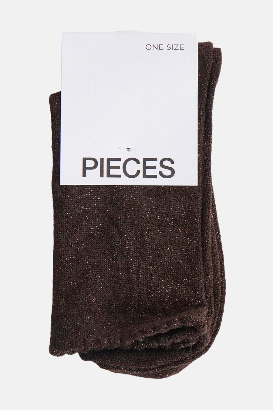Chaussettes brunes de PIECES, avec une texture scintillante.