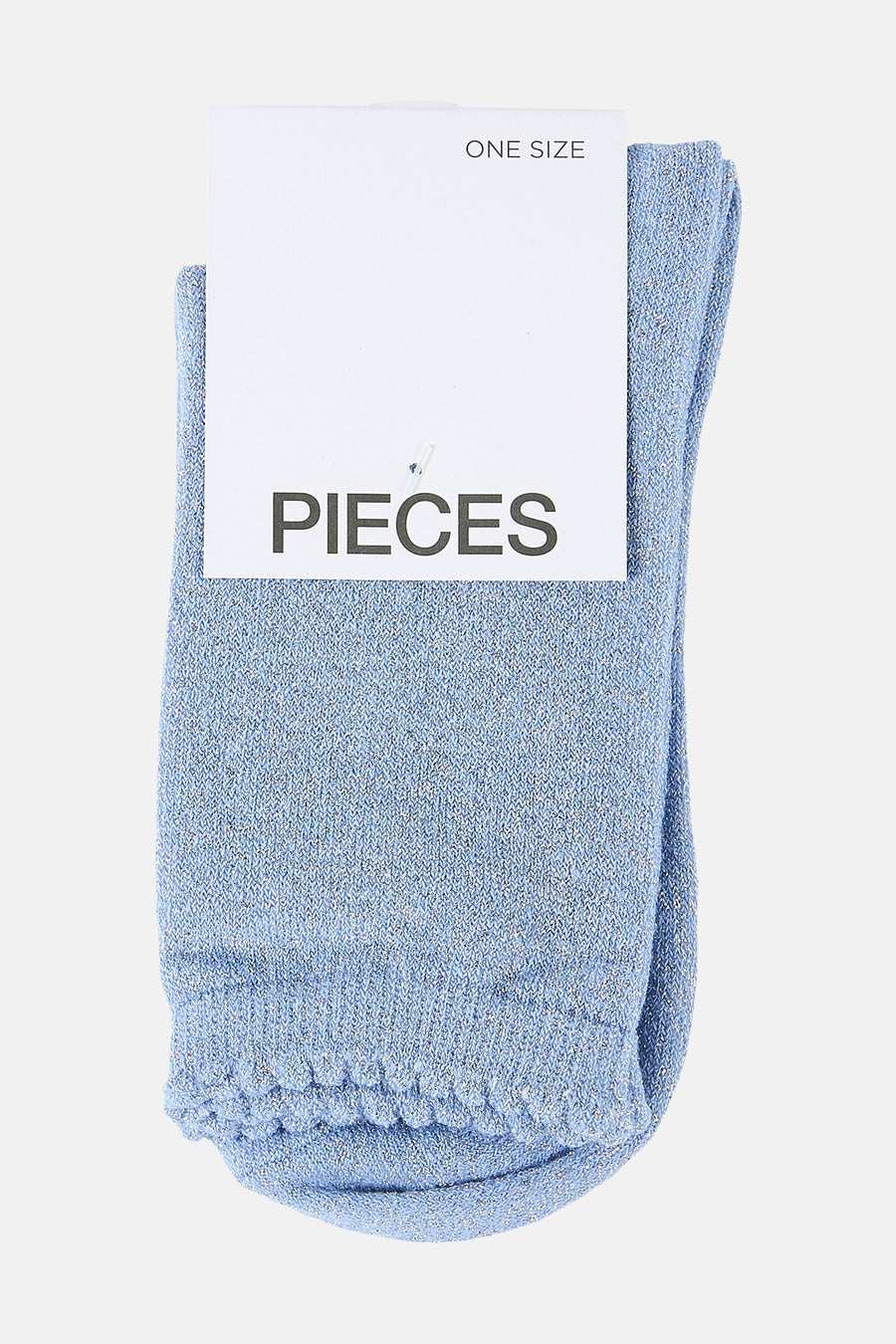 Chaussettes bleues de PIECES avec paillettes et bord-côte.