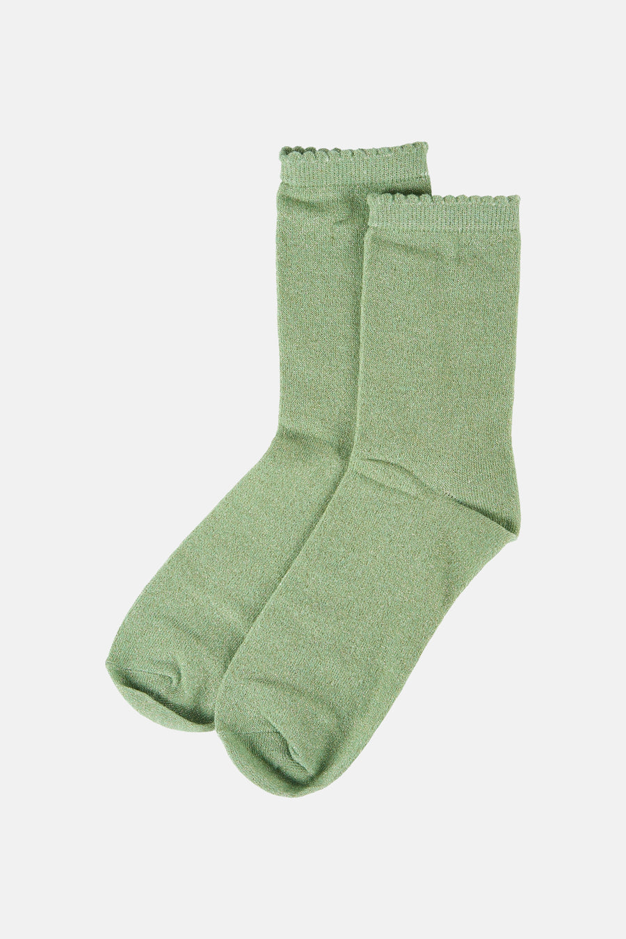 Chaussettes vertes PIECES® avec paillettes et finition gaufrée.