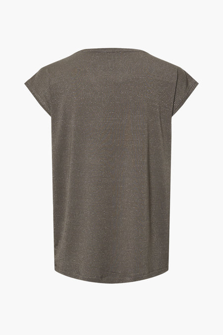 T-shirt brun à manches courtes de PIECES®, avec un motif rayé subtil.