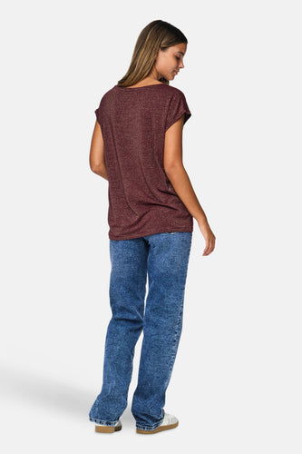 T-shirt à manches courtes - Bordeaux - PIECES®