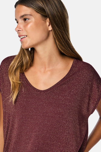 T-shirt à manches courtes - Bordeaux - PIECES®