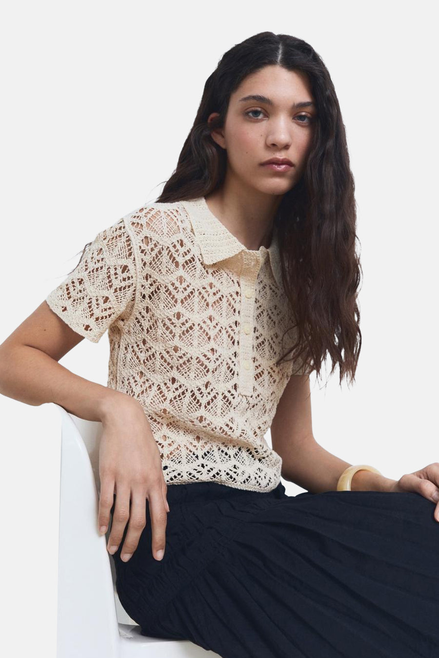 Pull à col rond - beige - MANGO