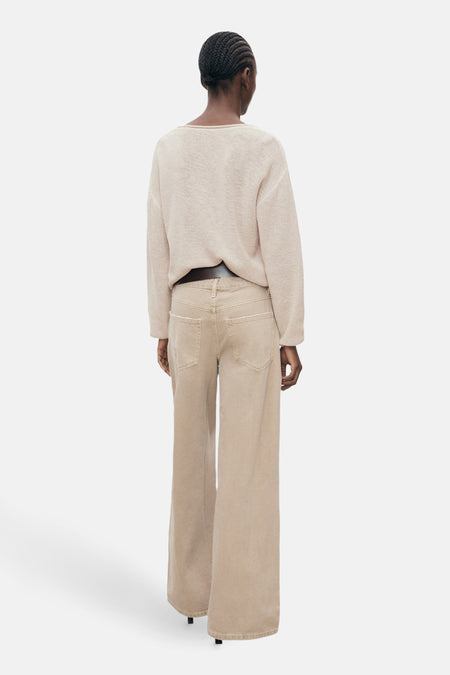Pull à col en V - beige