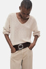 Pull à col en V - beige