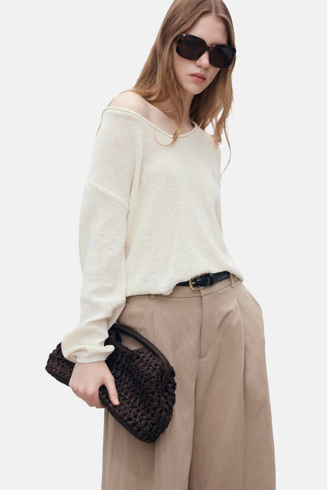 Pull à col en V - blanc