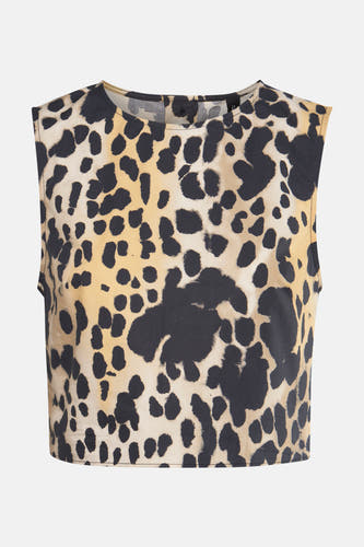Blouse sans manches beige de MANGO, avec une imprimé léopard et un et crop.