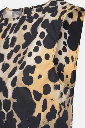 Blouse beige sans manches de MANGO avec imprimé léopard.