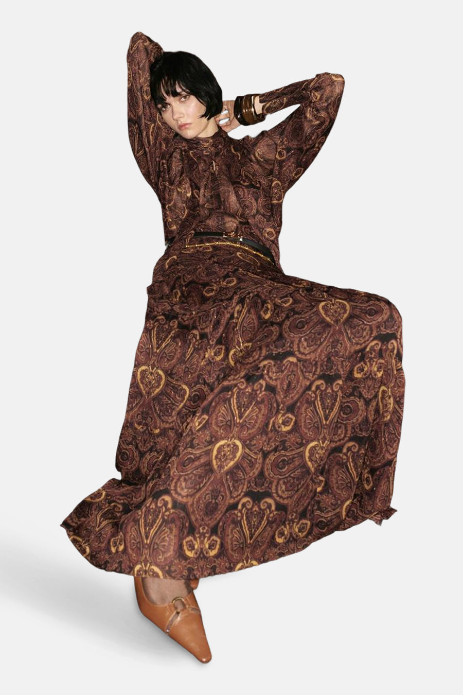 Jupe longue - Brun - MANGO