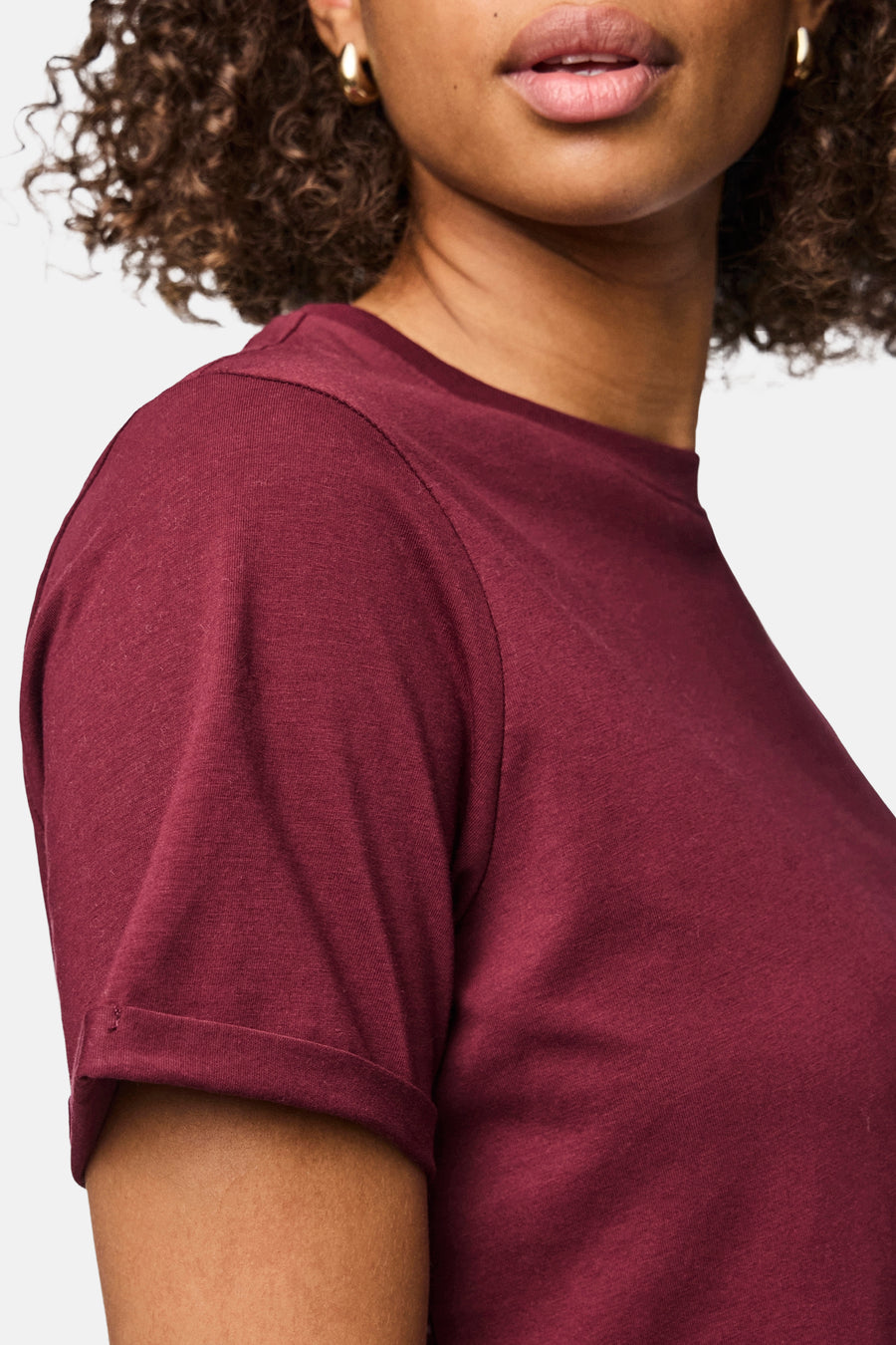 T-shirt à manches courtes - Bordeaux - PIECES®