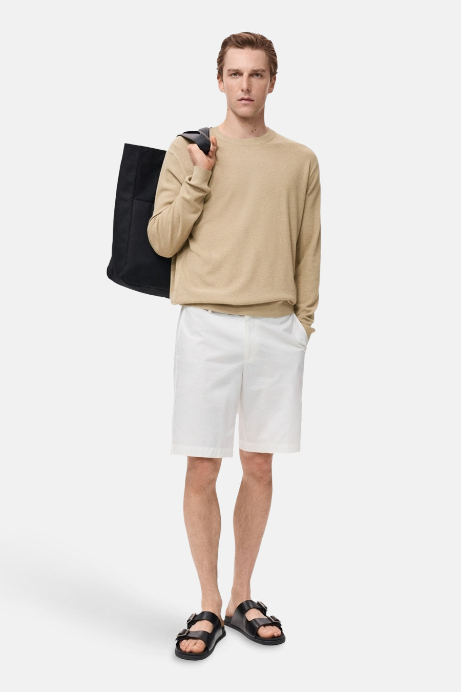 Pull à col rond - beige - MANGO