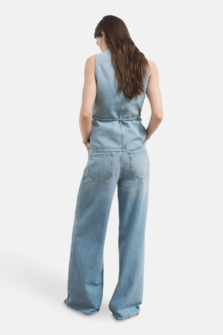 Jeans wide Light blue denim - MANGO