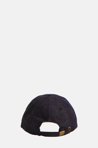 Chapeau de denim bleu moyen MANGO, avec une une réable à l'arrière.