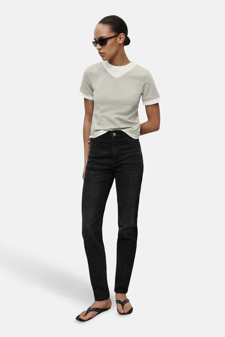 Mom Jeans Dark grey denim - MANGO