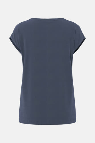 T-shirt bleu de PIECES® à manches courtes, vu de derrière.