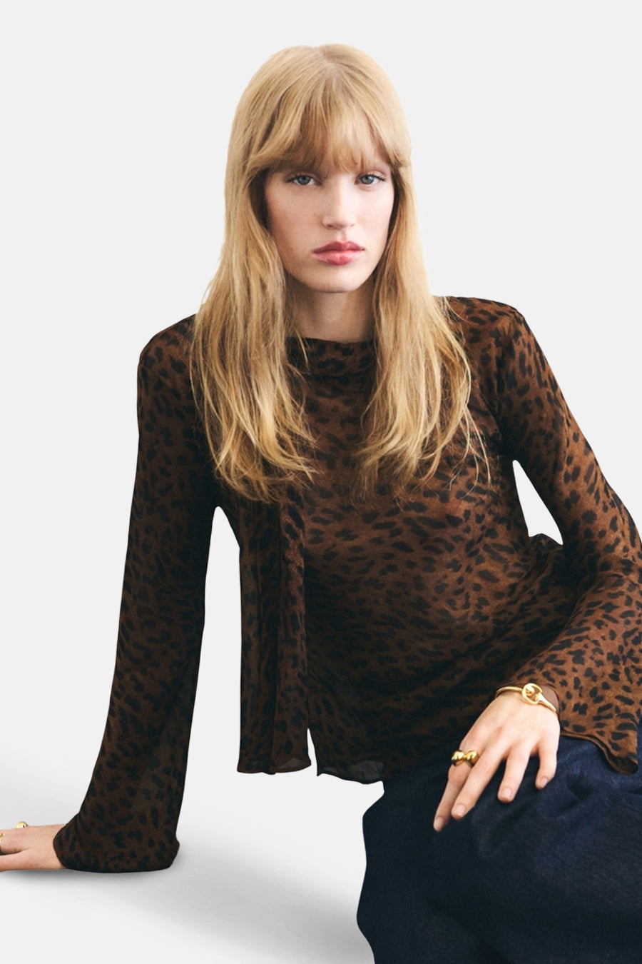 Blouse à manches longues - Brun