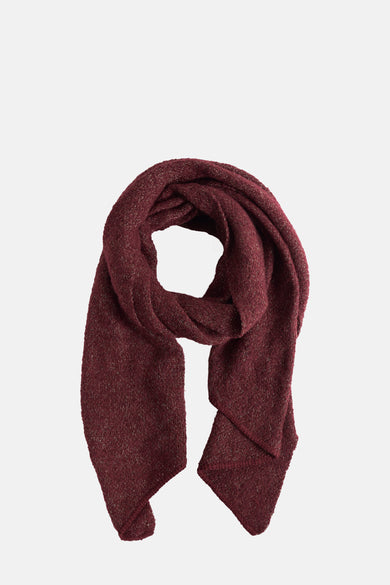 Écharpe d'hiver Bordeaux de Pieces, avec des paillettes subtiles et une douce texture.