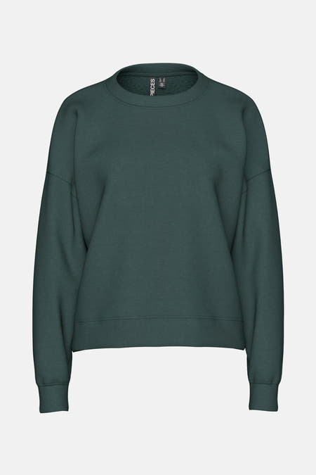 Pull-over vert de PIECES® avec des manches longues et un col rond.