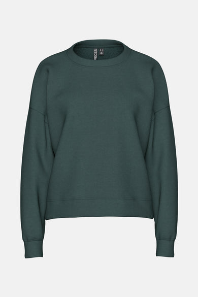 Pull-over vert de PIECES® avec des manches longues et un col rond.