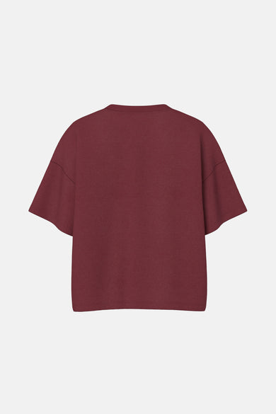 Bordeaux T-shirt met korte mouwen van PIECES®, effen achterkant.