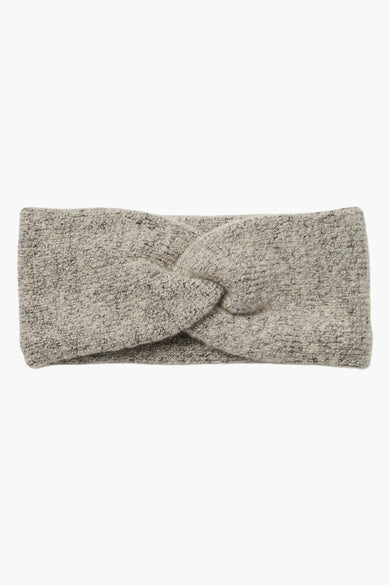 Gilet d'oreille beige de PIECES avec un détail noué, en tissu tricoté doux.