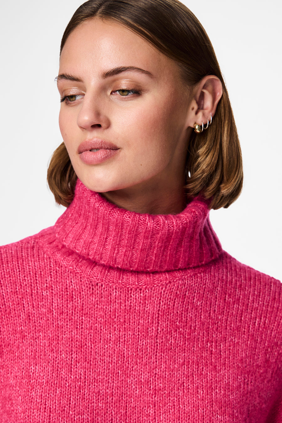 Pull à col roulé - rose