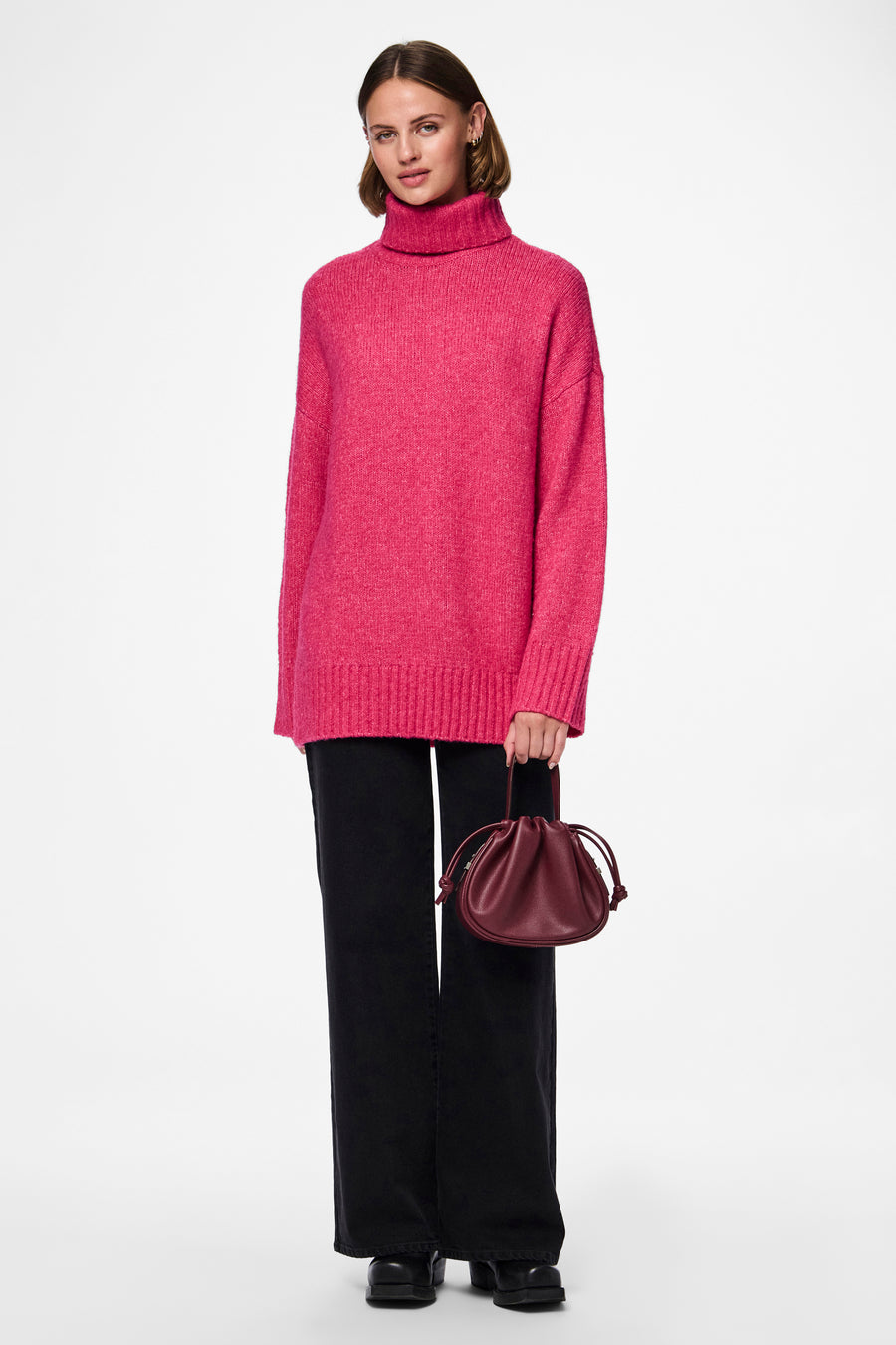 Pull à col roulé - rose