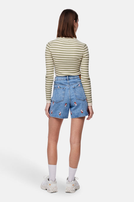 PCSKY HW EMBROIDERY DENIM SHORTS