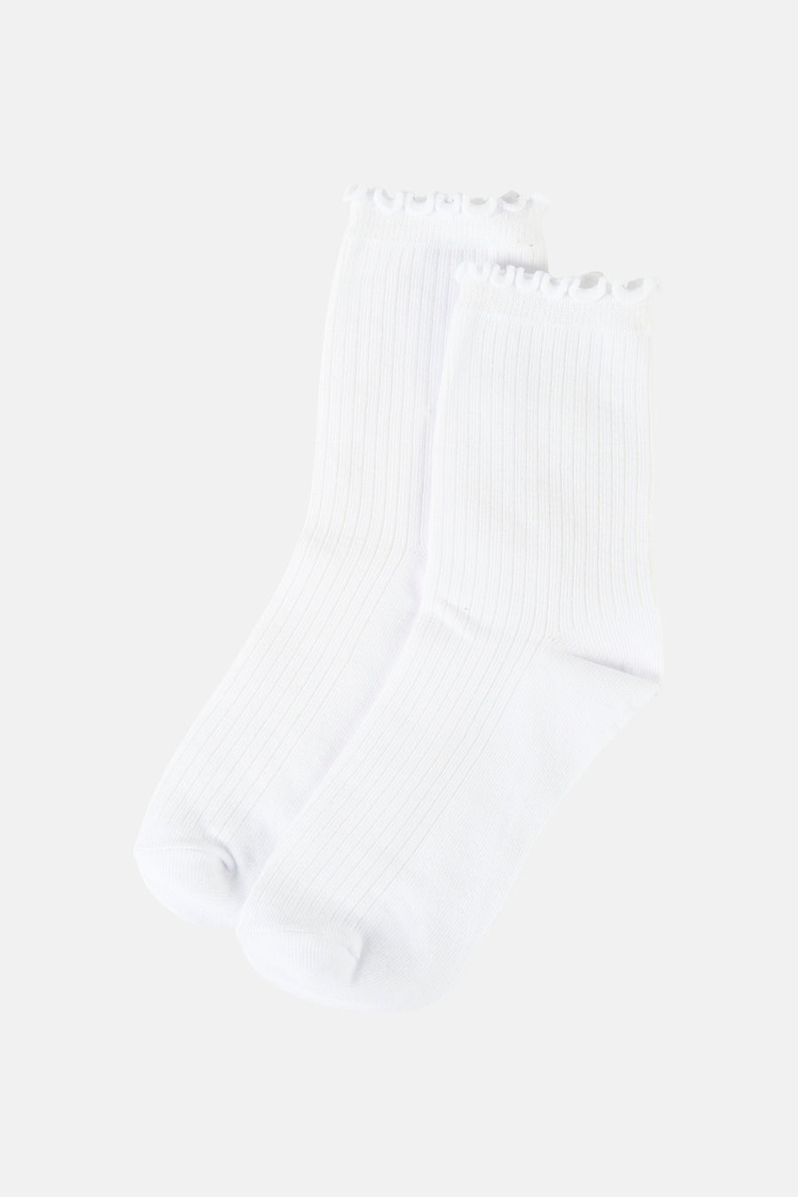 Chaussettes blanches PIECES® à côtes et bord festonné.