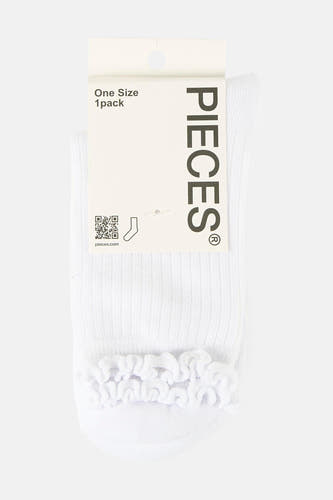 Chaussettes blanches PIECES® à bord festonné.