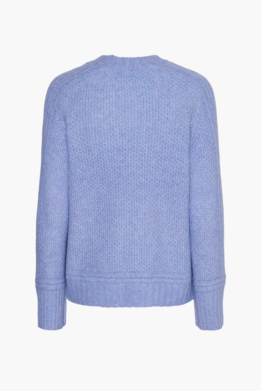 Blauwe trui met ronde hals van PIECES®, met een gebreide textuur.
