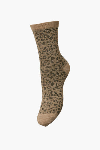 Chaussettes brunes de PIECES® avec un imprimé tigre et une fine texture.
