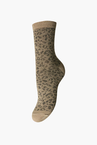 Chaussettes brunes de PIECES®, avec un imprimé tigre.