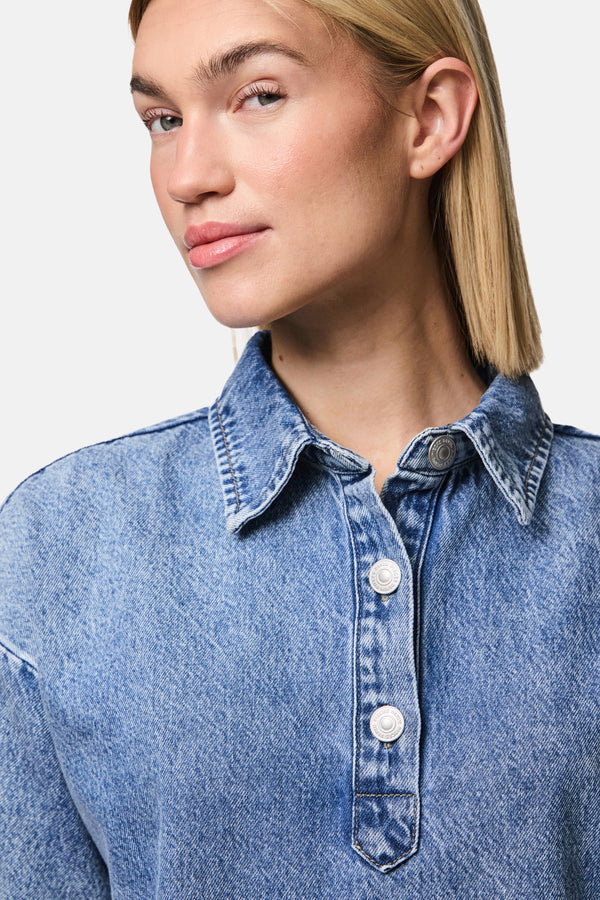 Robes manches courtes Mid blue denim - PIECES®