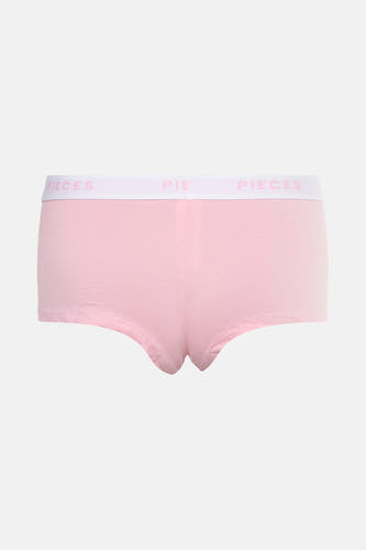 Shorty rose de PIECES avec une ceinture élastique à logo.