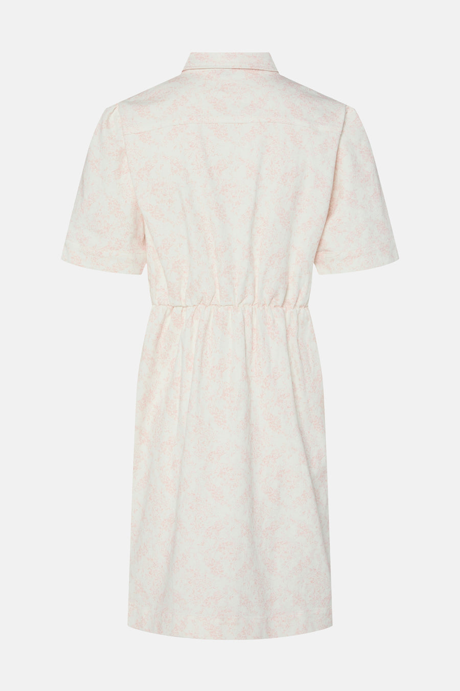 Robe rose à manches courtes de PIECES®, avec un motif floral et une ceinture élastique.
