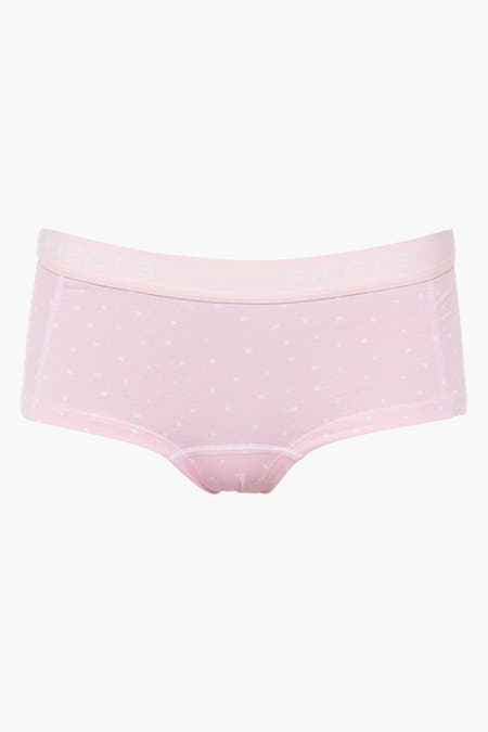 Shorty rose de Pieces avec un motif à points subtil.