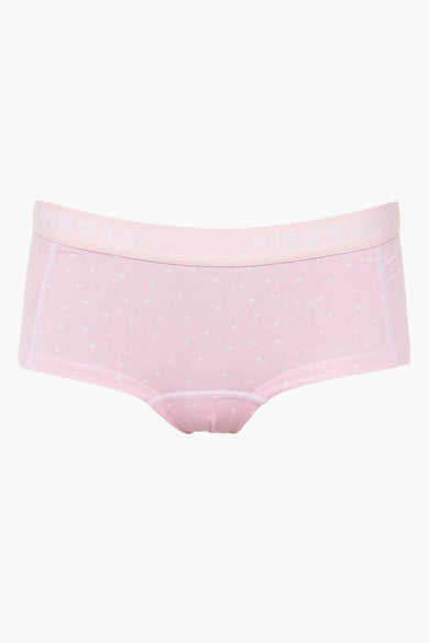 Shorty rose de Pieces avec un motif à points subtil.