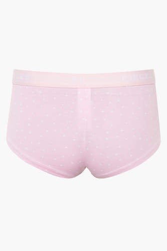 Roze shorty van Pieces met een subtiel stippenpatroon.

