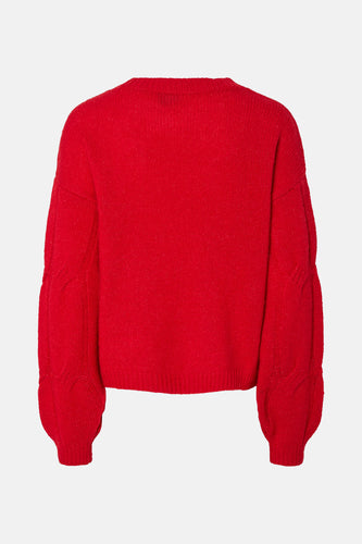PCJENNA LS O-NECK CABLE KNIT NOOS BC