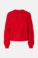 PCJENNA LS O-NECK CABLE KNIT NOOS BC