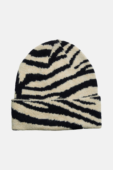Multicolour muts van PIECES® met een opvallend zebraprintpatroon over de gehele stof.