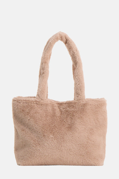 Sac à dos écru de PIECES®, avec une douce texture veloutée et des anses.