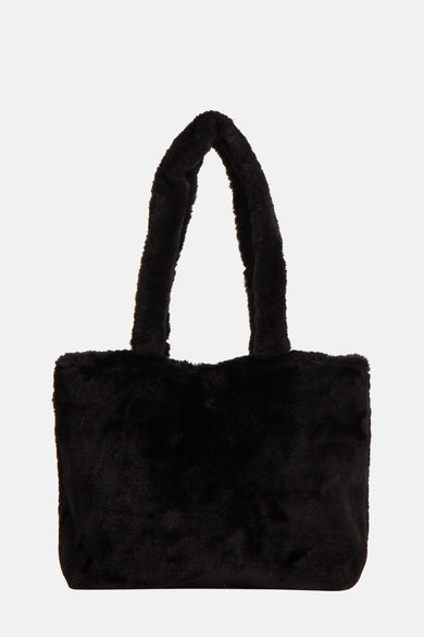 Sac à dos noir de PIECES® avec une douce, veloutée texture et deux anses.