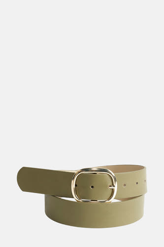 Ceinture verte PIECES® avec boucle et fermoir dorés, perles sur toute la longueur.