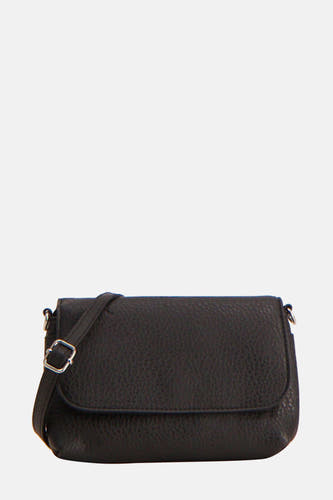 Sac à dos noir de PIECES, avec du texture et des détails argentés.