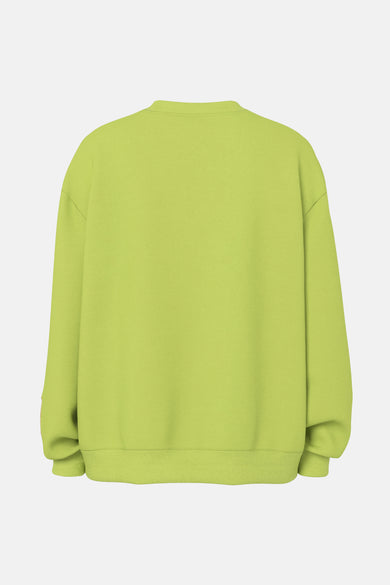 Pull vert à col rond de PIECES®, vu de dos, avec manches longues et poignets côtelés.