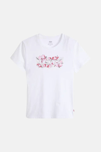 Wit T-shirt met korte mouwen van Levi's® met bloemenprint op de voorkant.